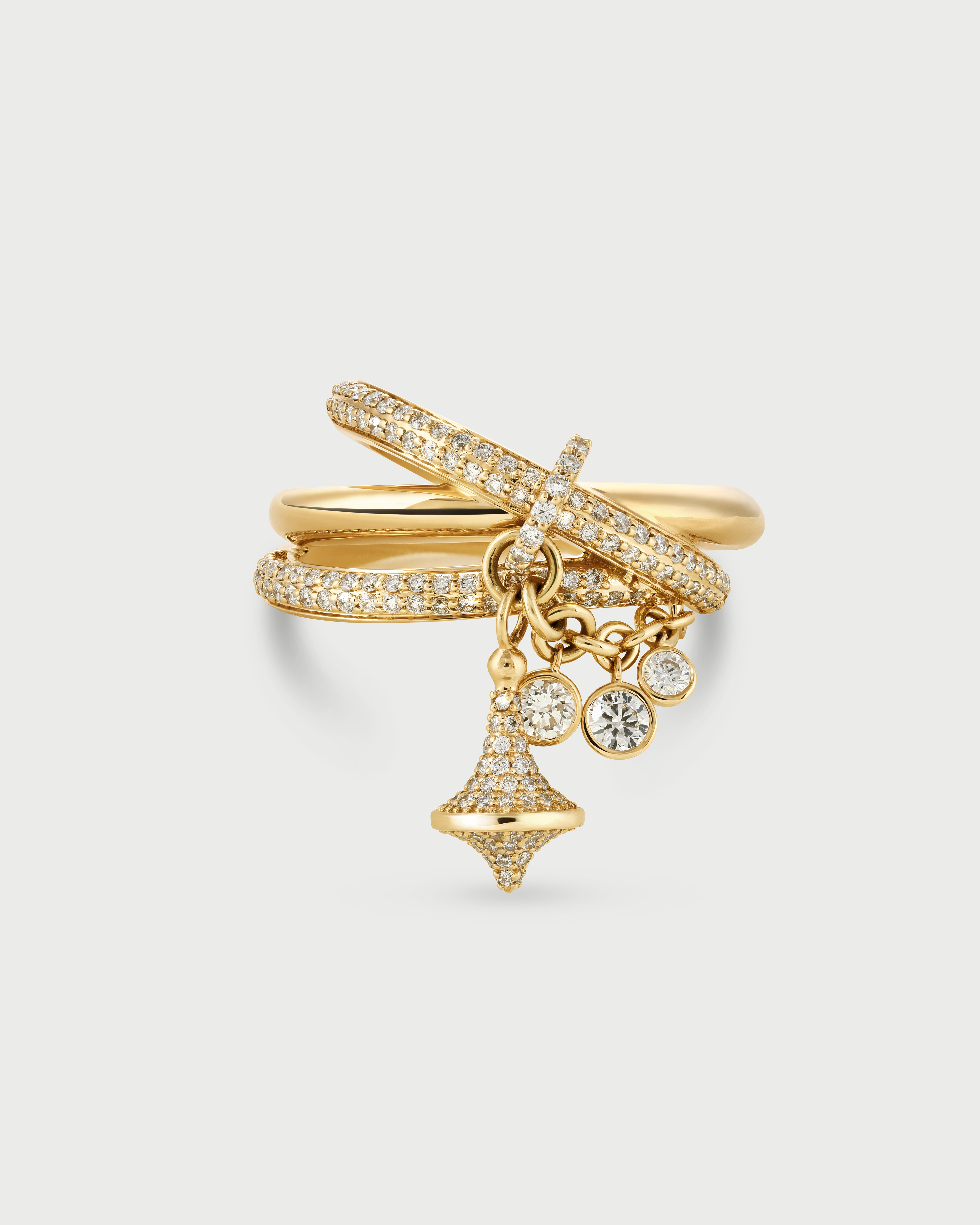 Toupie Interlocking Diamond Drop Ring