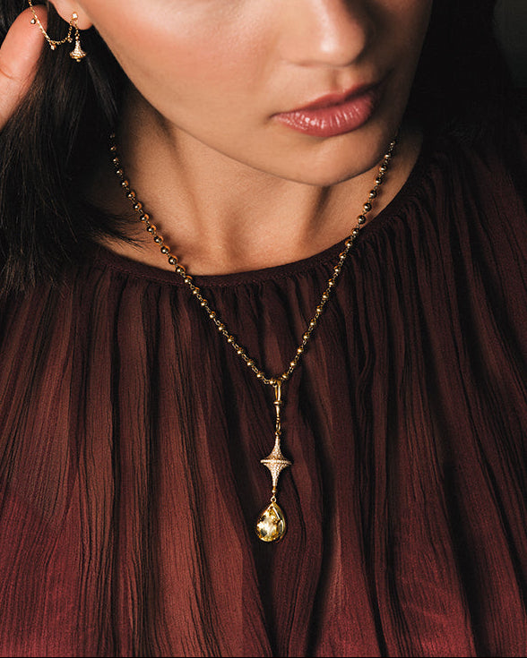 Toupie Yellow Sapphire Drop Necklace