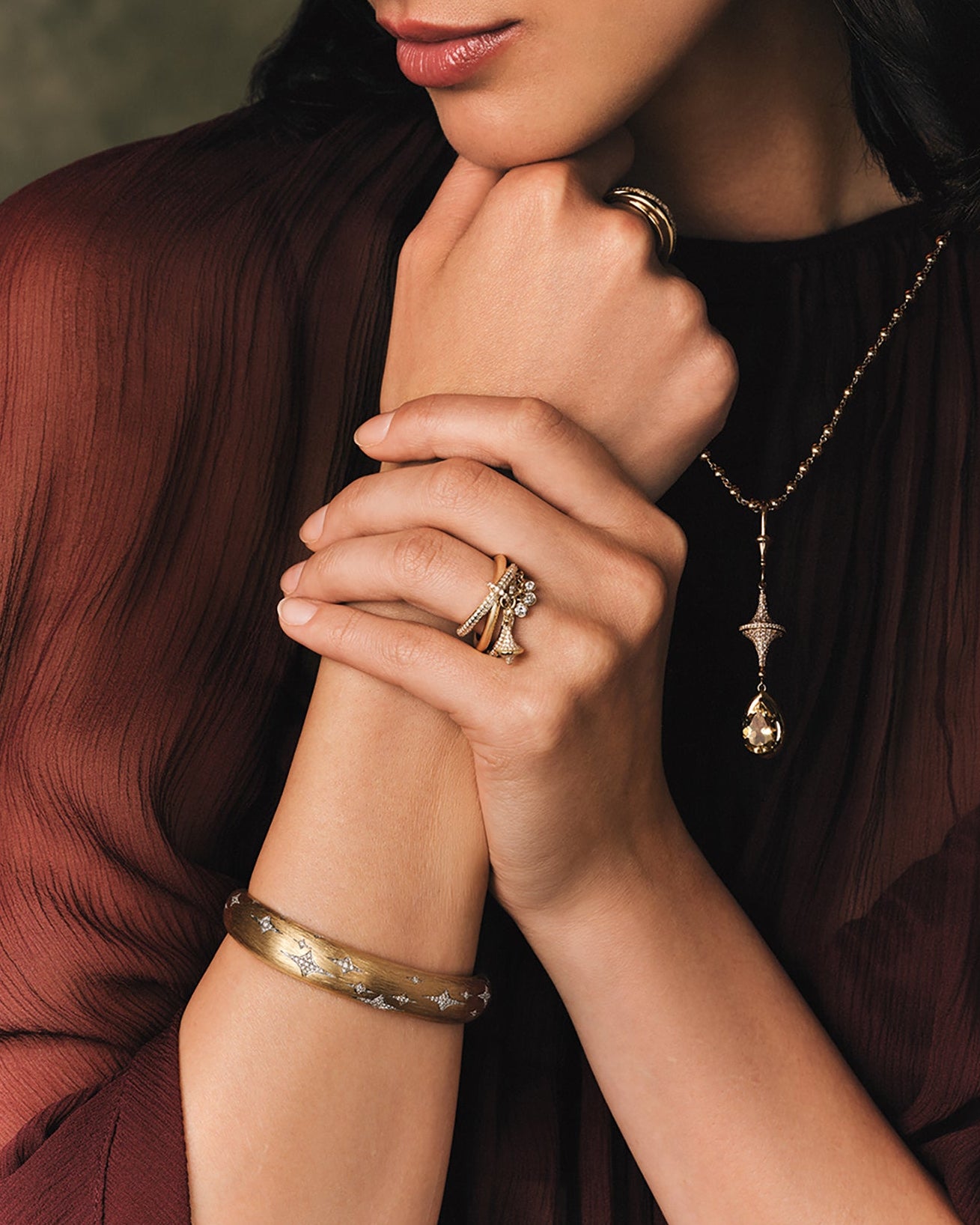 Toupie Interlocking Diamond Drop Ring