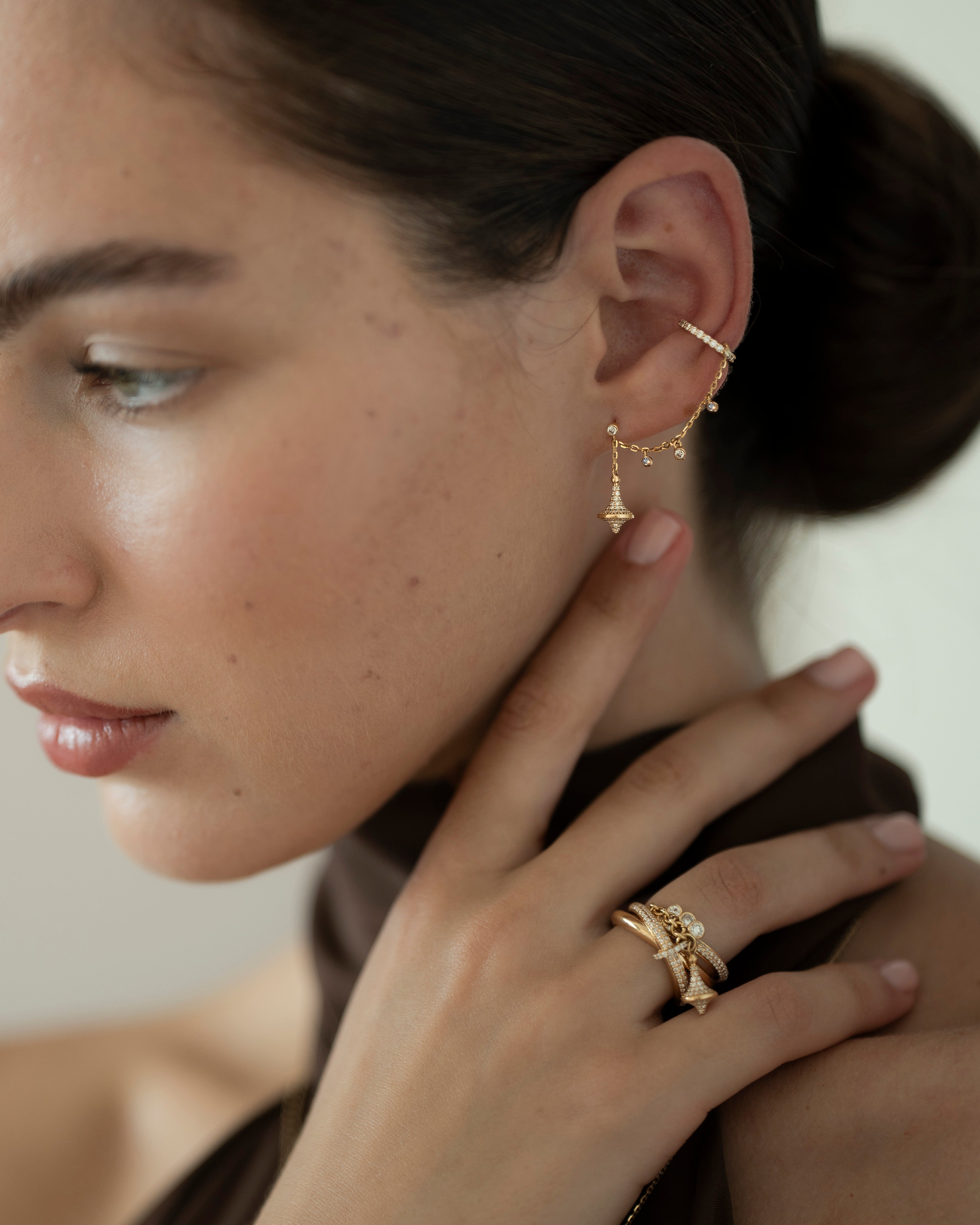 Toupie Cuff Chain Earring