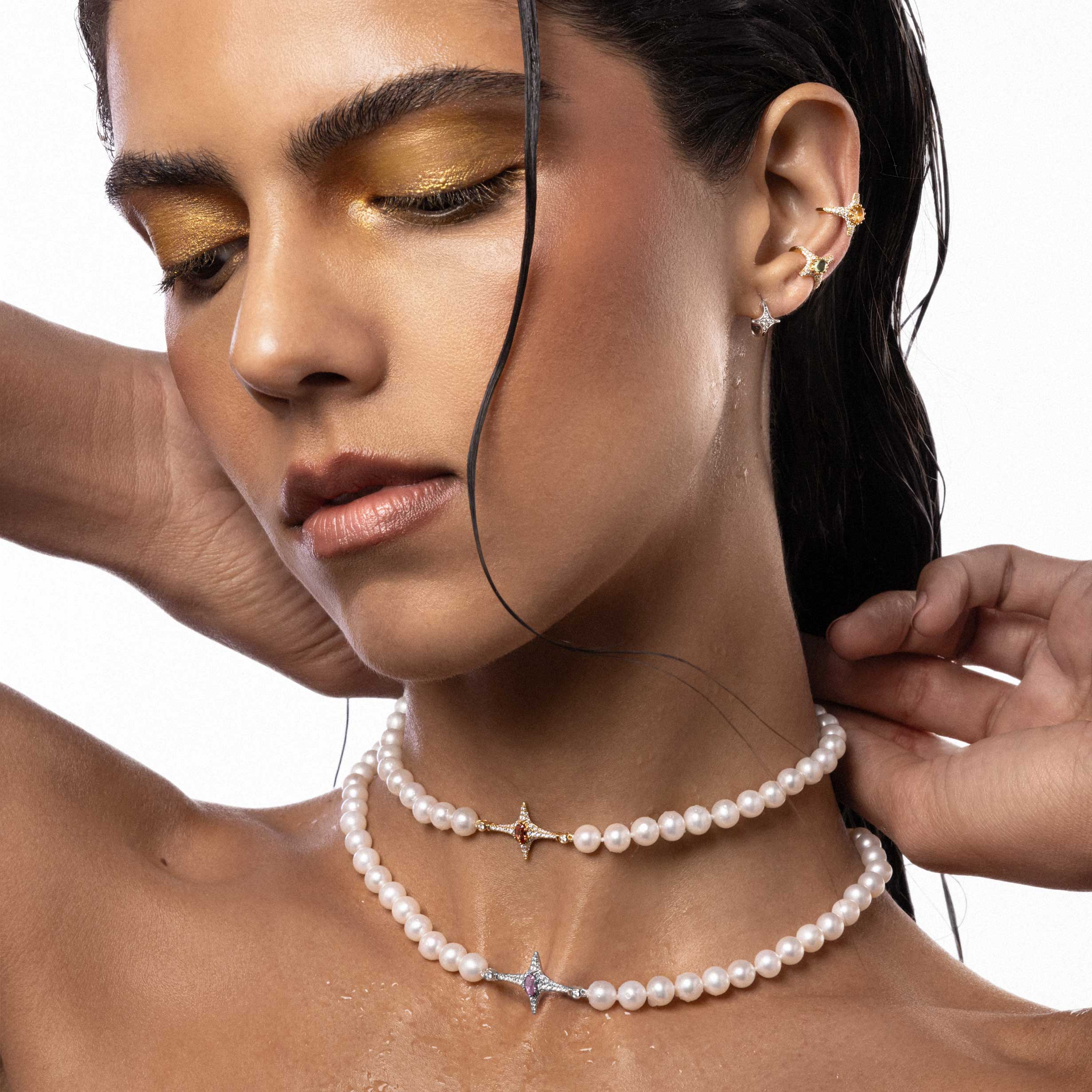 Selene Yellow Citrine Pearl Necklace