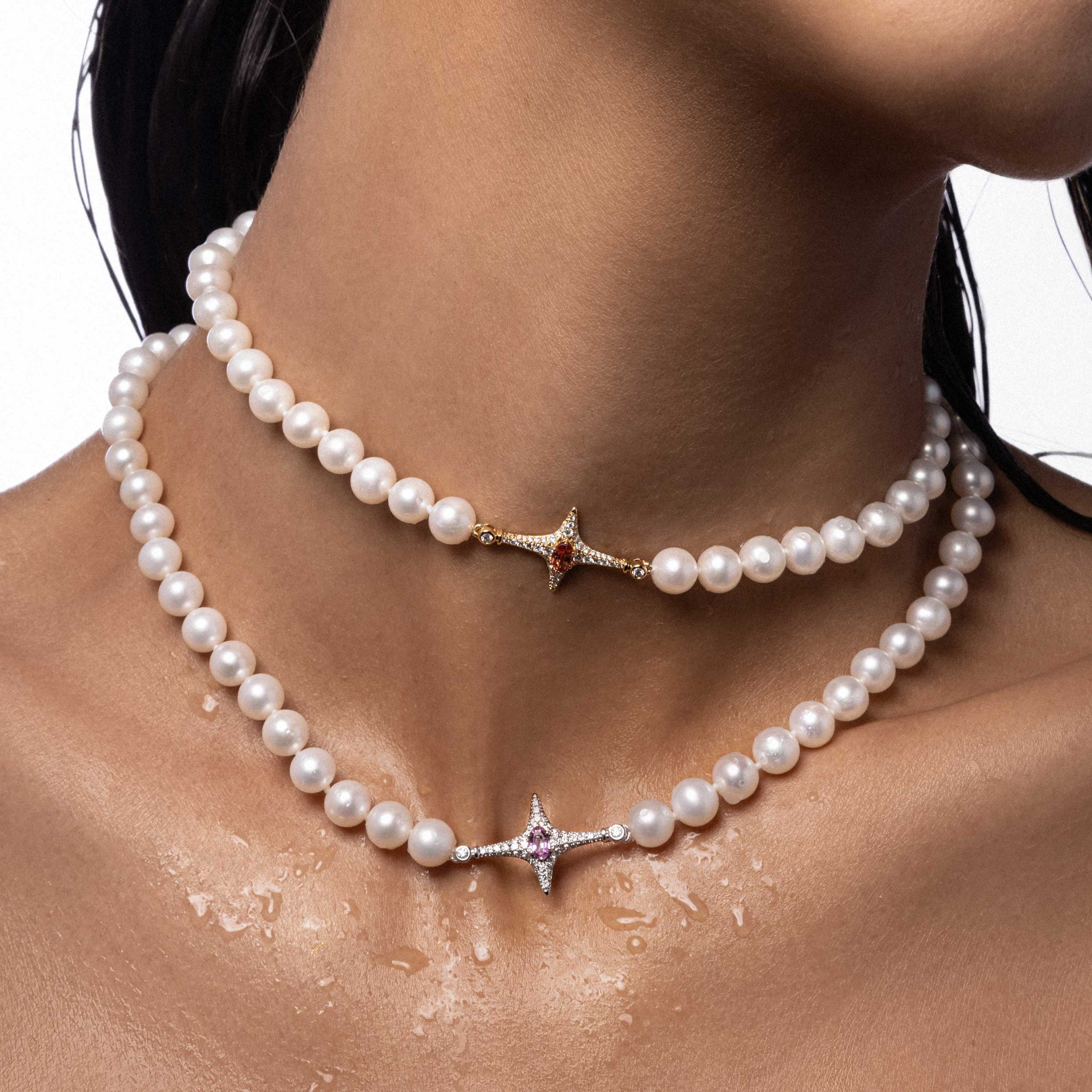 Selene Yellow Citrine Pearl Necklace