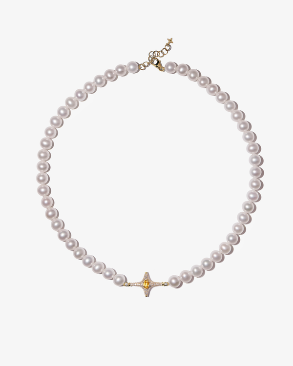 Selene Yellow Citrine Pearl Necklace