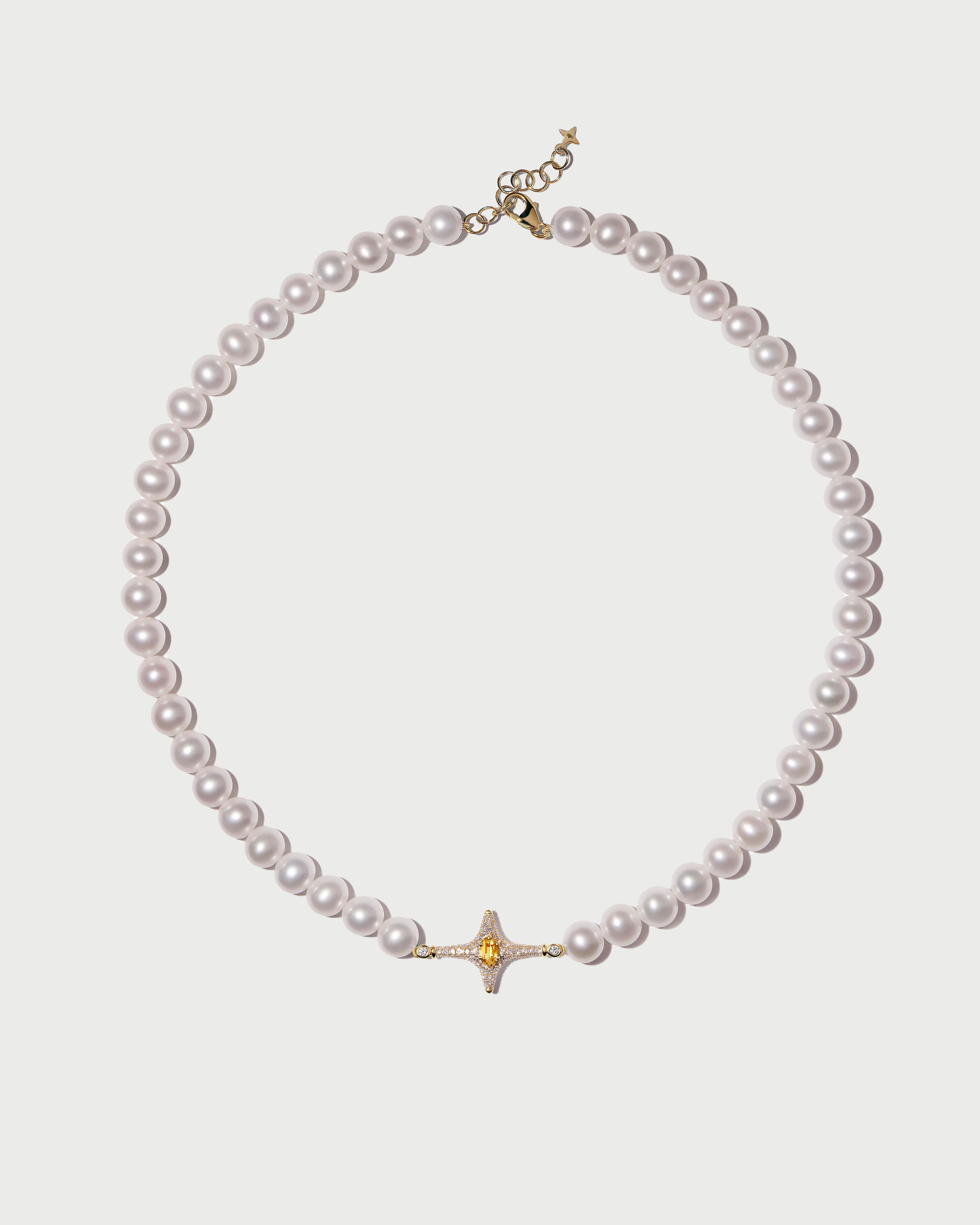 Selene Yellow Citrine Pearl Necklace