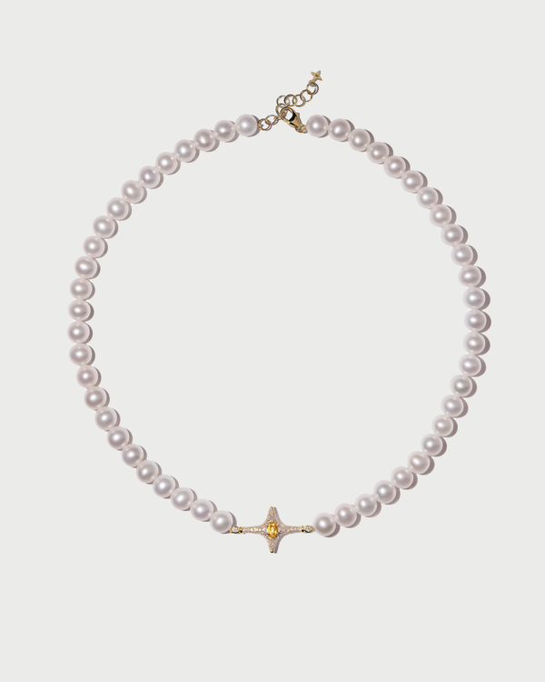 Selene Yellow Citrine Pearl Necklace