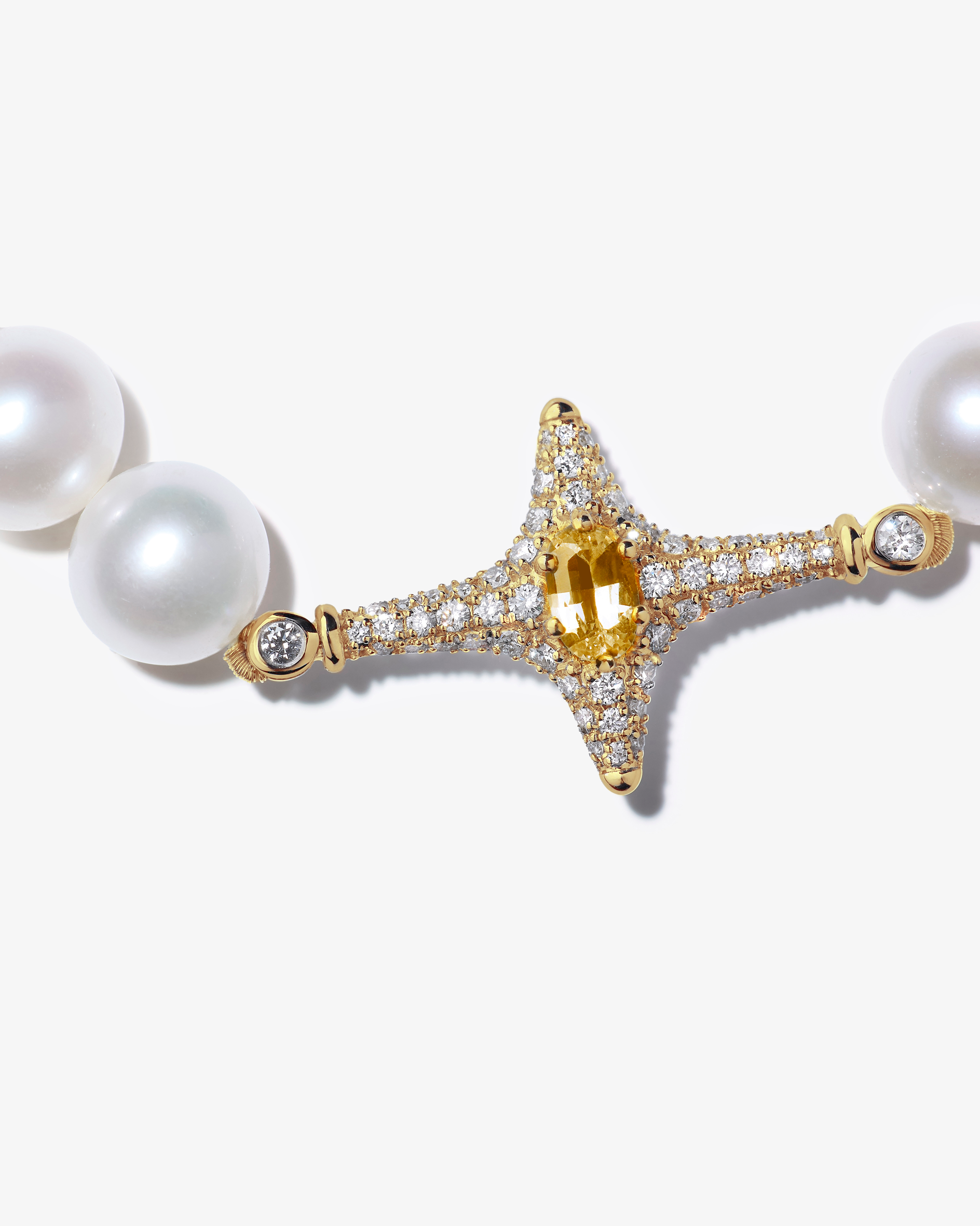 Selene Yellow Citrine Pearl Necklace