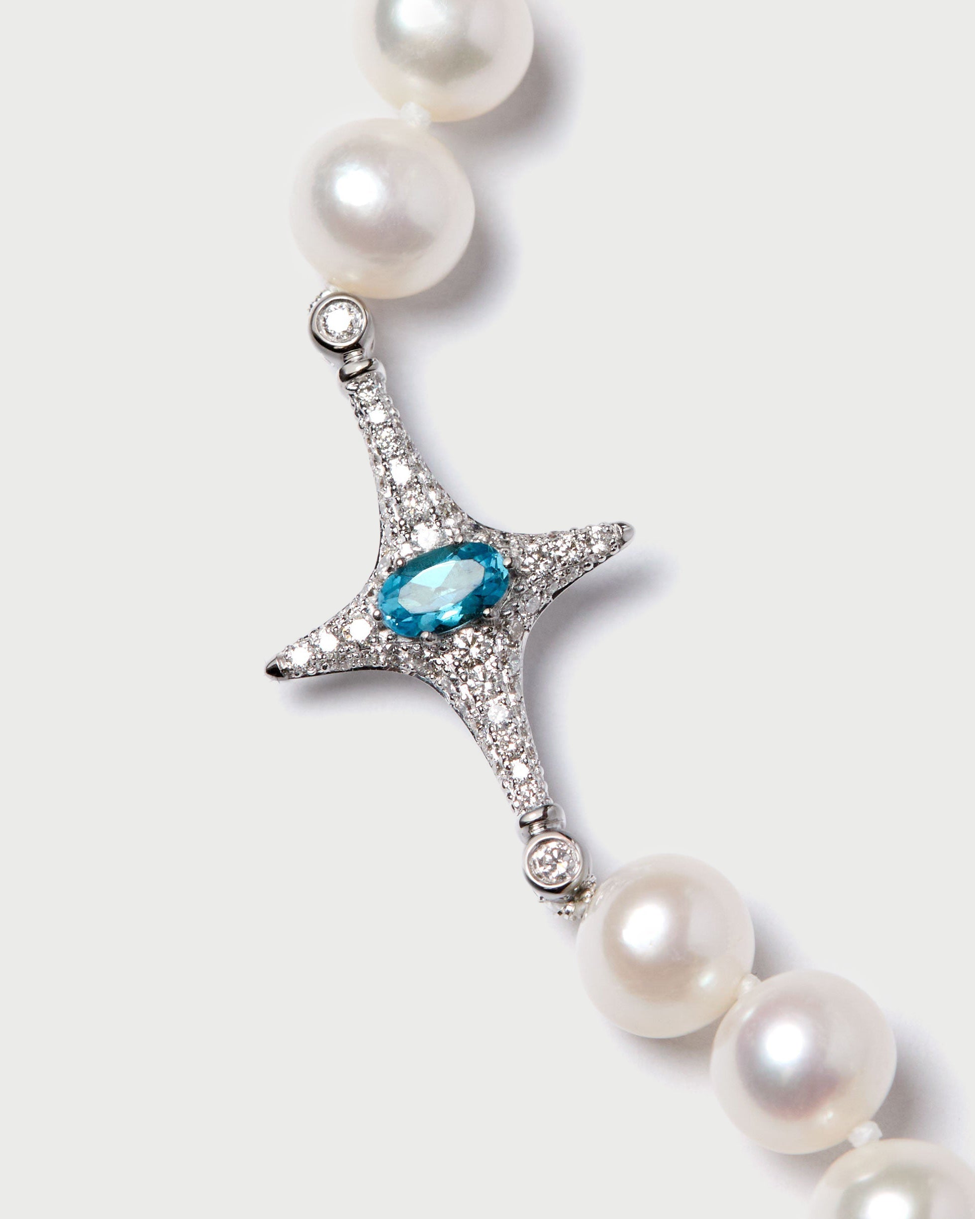 Selene Blue Topaz Pearl Necklace