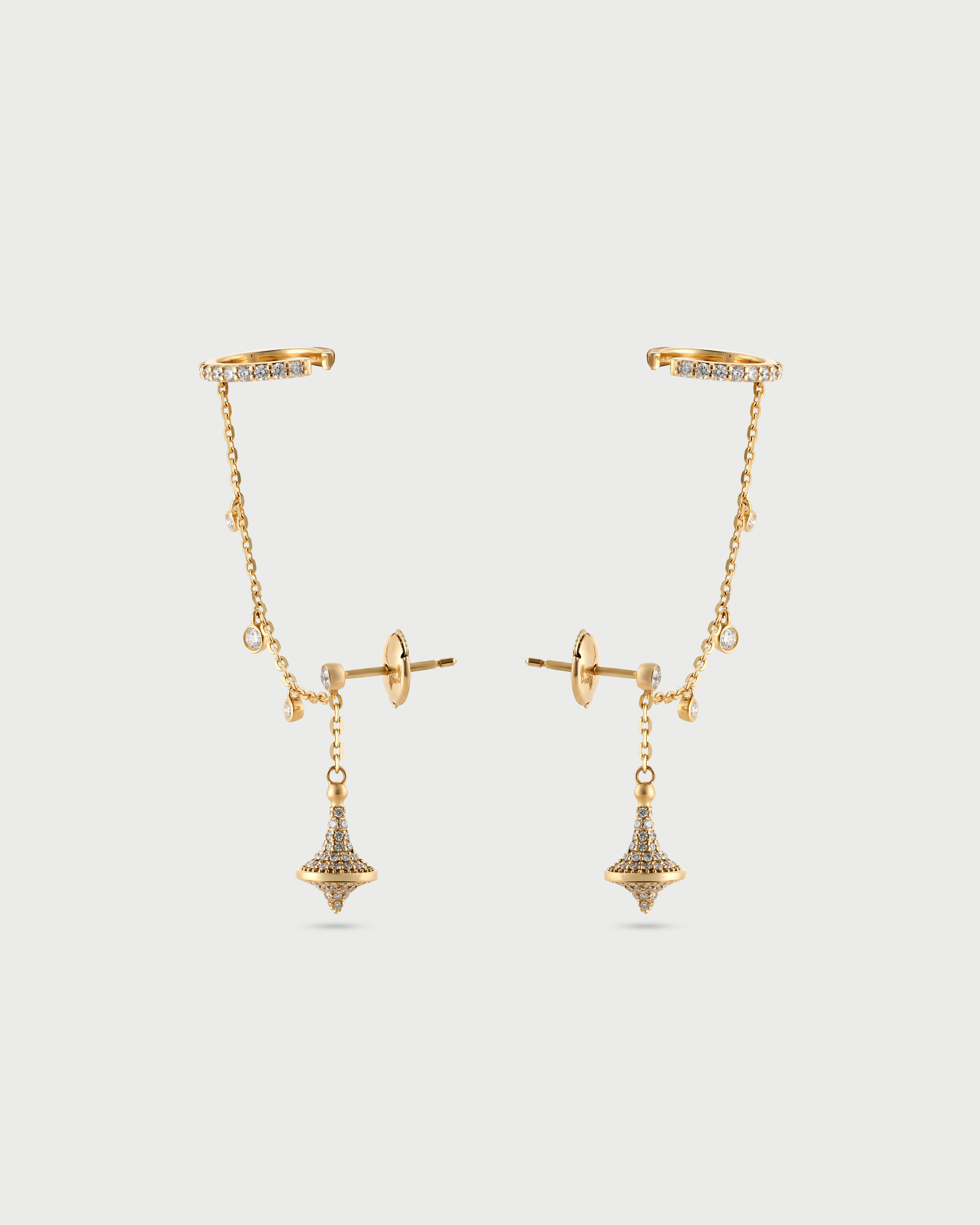 Toupie Cuff Chain Earrings