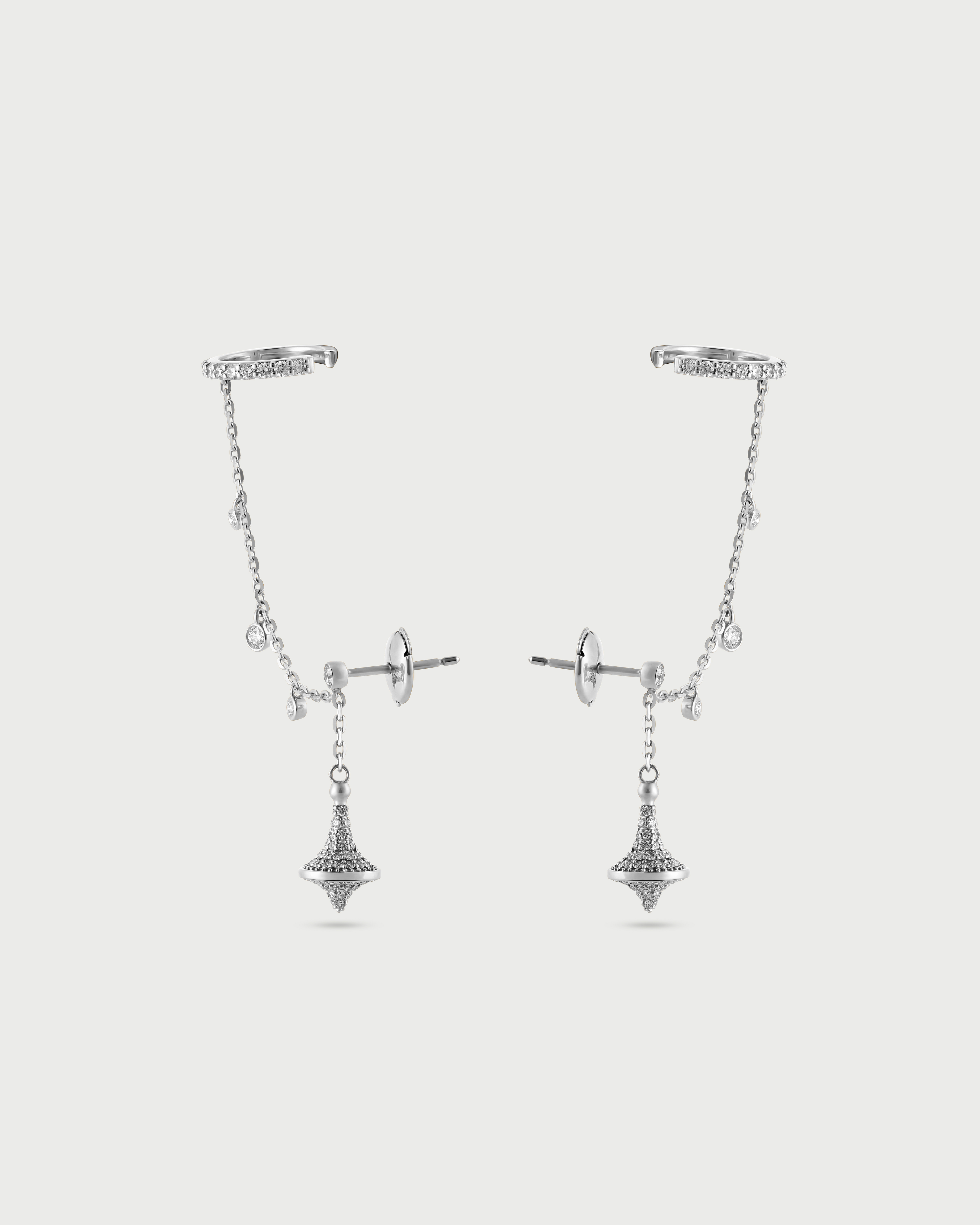 Toupie Cuff Chain Earrings